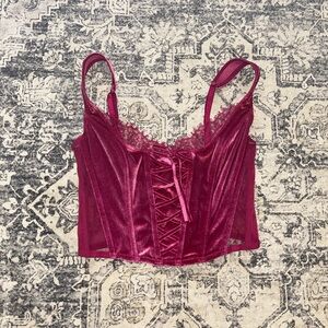 Velvet Lace-Up Corset Top VS